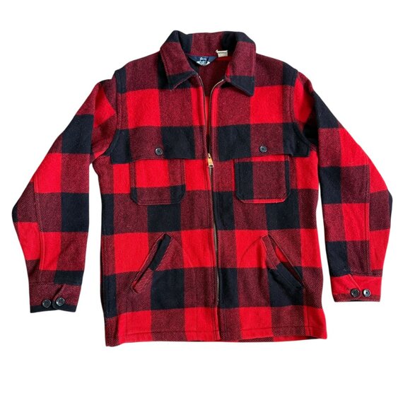 Vintage Woolrich Lumberjack Jacket Mens M Mackinaw Red Black Check Wool Blend - Picture 1 of 4